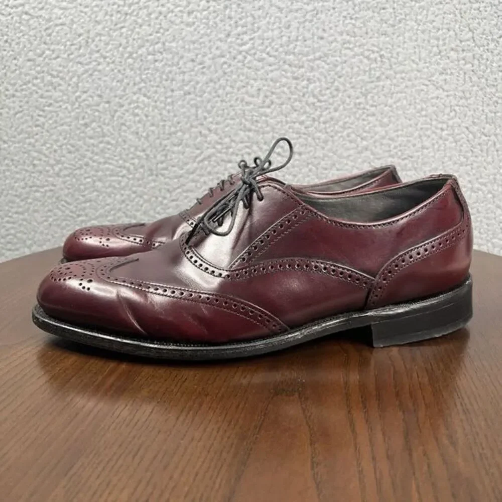 Dexter Oxford Shoes Mens Size 8.5 Red Leather Wingtip Brogue Made in USA Lace Up